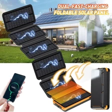 Solar Charger Power Bank 46800mAh Folding Portable Charger with 6 Solar Panels