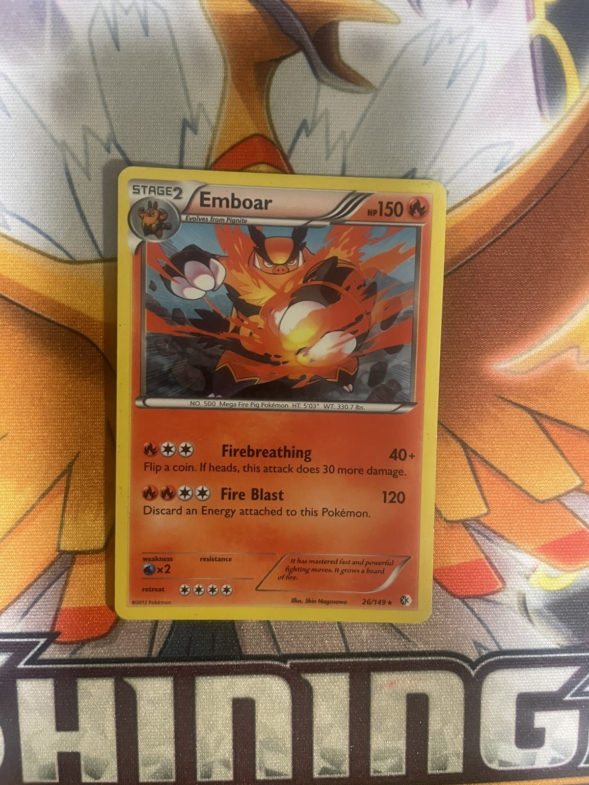 Emboar 26/149 Boundaries Crossed Holo card