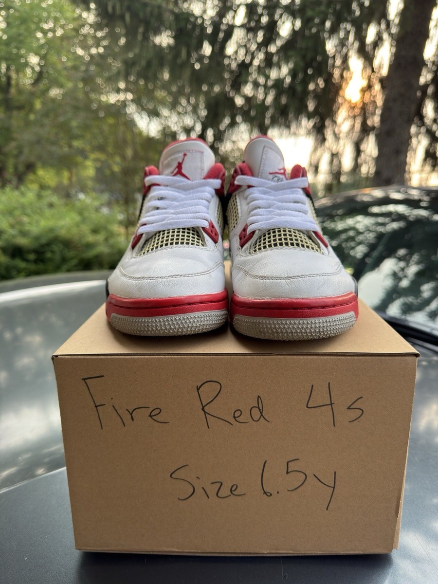 Air Jordan 4 Retro GS Fire Red 2020 Size 6.5Y White Black Tech