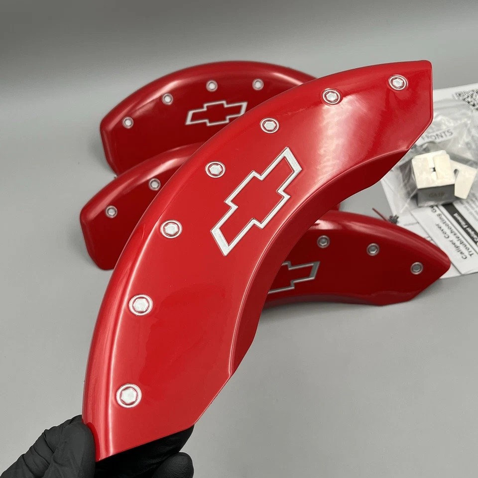 MGP Brake Caliper Covers 2014-18 Chevrolet Silverado 1500 Red Silver 14005SBOWRD - Image 4 of 4