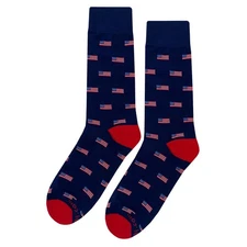 NWT US Flag Dress Socks Novelty Men 8-12 Blue Crazy Fun Sockfly