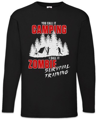 Zombie Survival Training Langarm T-Shirt Camping Walking Horror Camp Dead Living