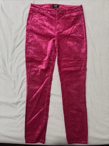 Paige Womens Hoxton Ultra Skinny Velvet Pants Size 32 Fuchsia Pink Jeans