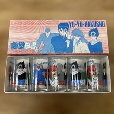 Yu Yu Hakusho Glass Set of 5 Yusuke Kuwabara Hiei Kurama Rare Anime Tumblers