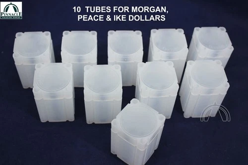 10 Square Coin Tubes for US Large Dollars by Lighthouse Silver Peace Morgan Ike