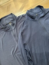 Lot of 2 Base Layer REI Pullover Mens 2XL Navy Half Zip Wicking Long Sleeve wool