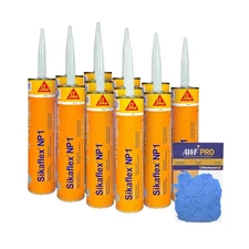 MasterSeal NP1 Stone 10.1oz Polyurethane Sealant- Pack of 12 with AWF PRO Glo...