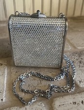 JUDITH LEIBER SILVER CRYSTAL EVENING CLUTCH - SHOULDER BAG