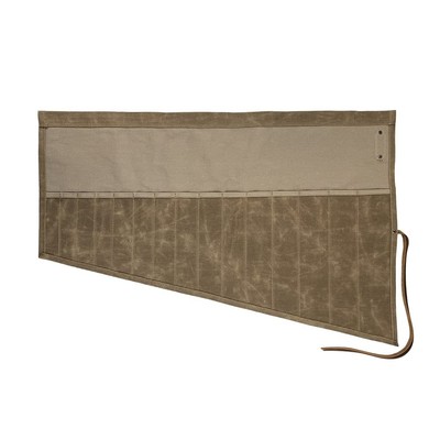 Waxed Canvas Large Wrench/Tool Roll 15 Pockets Portable Pouch Storage for