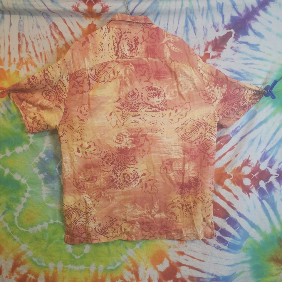 Caribbean Joe Men's Hawaiian Floral Button-Down Shirt Large Y2k - Image 3 of 4