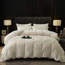 PHF Truly Velvet Duvet Cover Set Queen Size, 3pcs Queen, Sand No Comforter