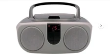 Sylvania SRCD243 Portable CD Player with AM/FM Radio, Boombox Silver/Black 
