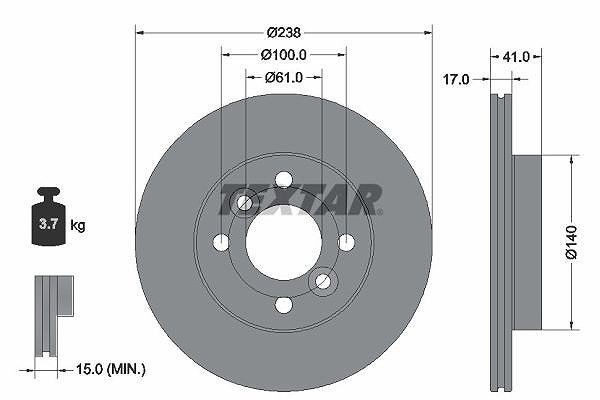 2X Textar Bremsscheibe Vorderachse FüR Dacia-image