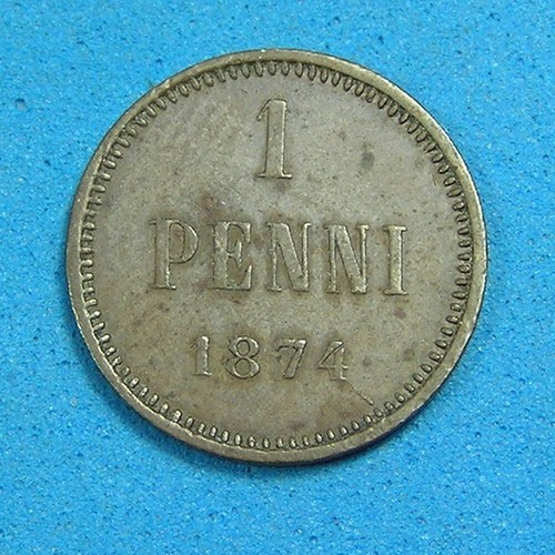 Finland 1 Penni Coin, 1874 die break at 4, Alexander II, Combined Shipping