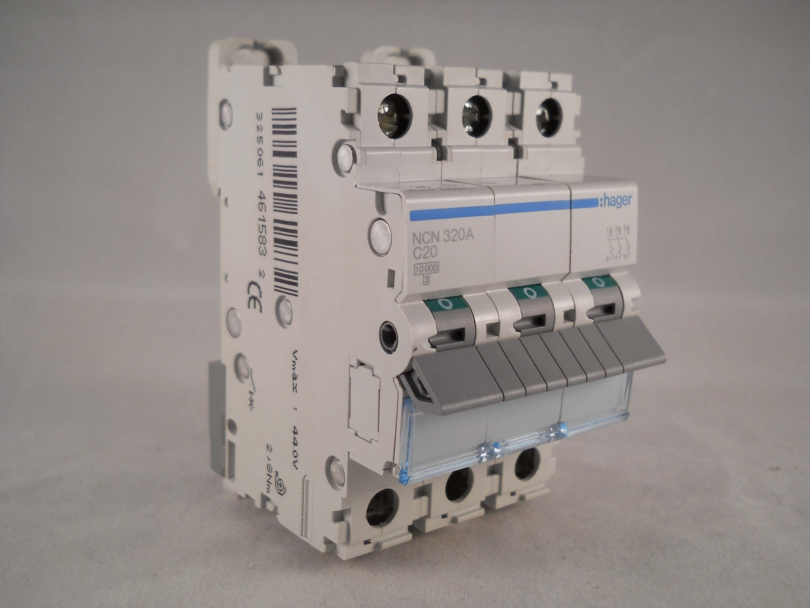 Hager MCB 20 Amp Triple Pole 3 Phase Circuit Breaker Type C 20A NCN320A