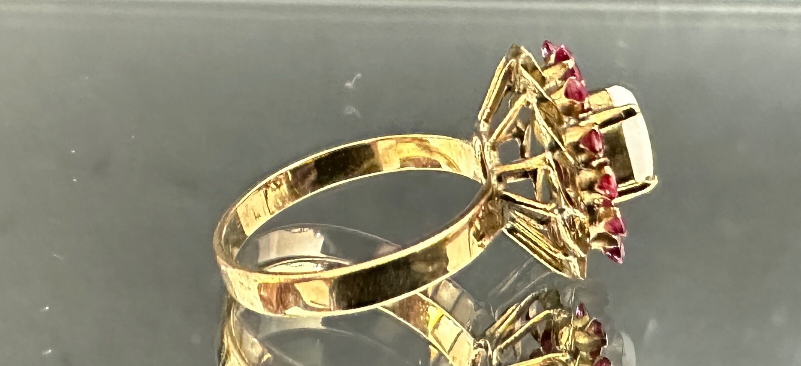 Opal & Ruby set, 14k Solid Yellow Gold, Estate Vi… - image 12