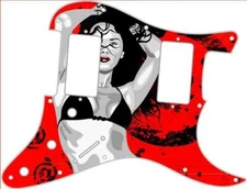 Pickguard Stratocaster Graphical Custom fit Fender HH11 Hole Bikini Girl
