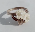 Vintage Ring natural mother of pearl stone Silver 925, Gold 585, Jewelry size 9