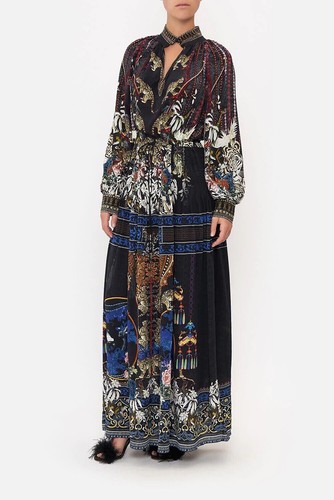 new CAMILLA HOLLYWOOD HEIST LONG SLEEVE DRESS WITH COLLAR SILK CRYSTALS 3XL . - Picture 3 of 7