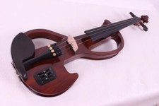 Yinfente red 4 string Electric Silent Violin 4/4 Natural wood Free Case Bow EV6