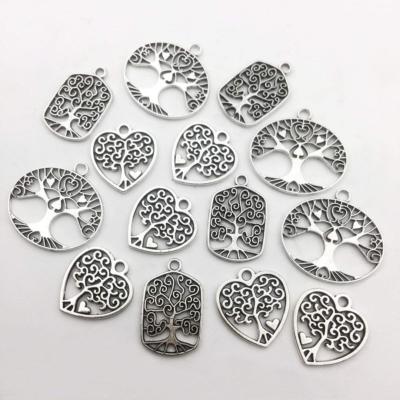 60 Tree of Life Charms Antiqued Silver Filigree Pendants Assorted Lot Mixed 