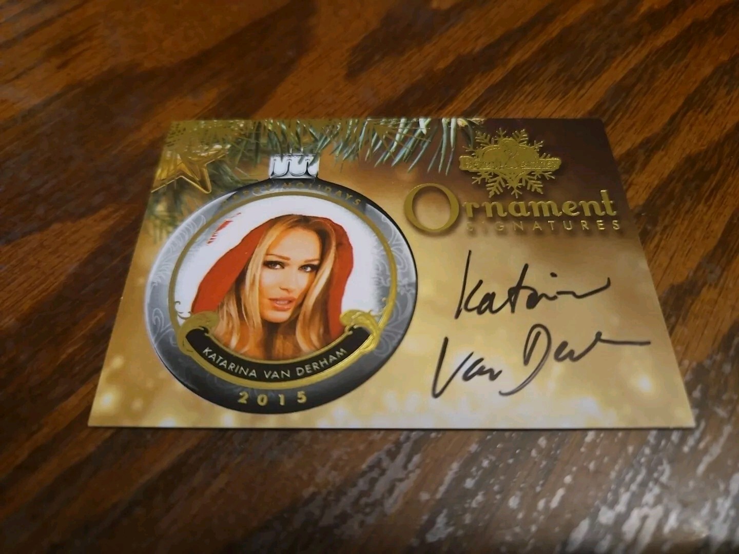 Benchwarmer 2015 Katarina Van Derham Happy Holidays Ornament Signatures Playboy
