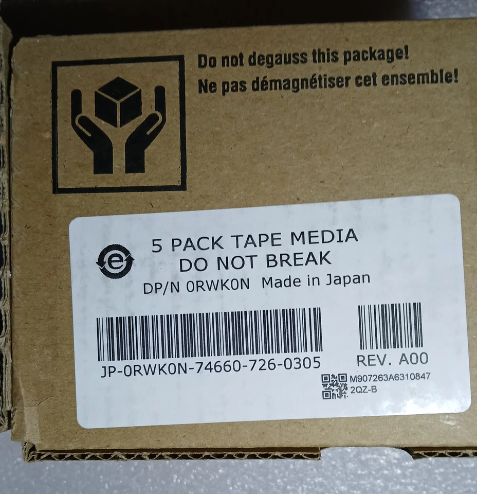 NEW - Dell 3W22T LTO-6 Tape Media, P/N 03W22T (Qty. 5 Piece) 5 pack LTO6 0RWK0N - Image 2 of 4
