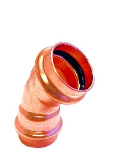 Libra Supply Lead Free 4 inch, 4'' 45 Degree Press Copper Elbow, P x P, fittings - Picture 3 of 3