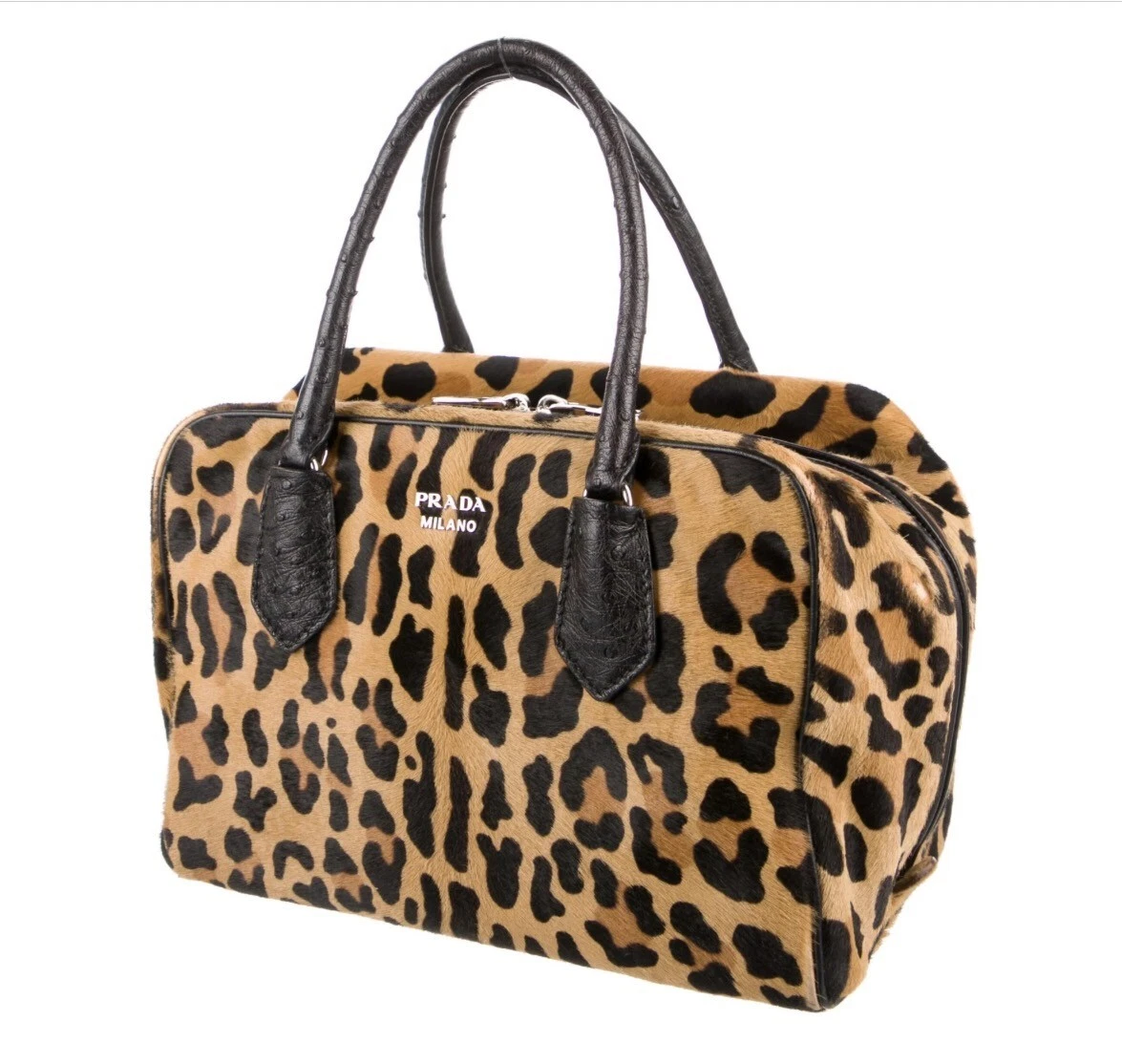 PRADA Cavallino & Struzzo Inside Bag Leather Pony Hair Ostrich Handles  $6200 | eBay