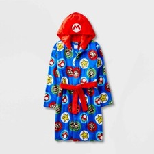 Super Mario Bros. Robe Pajamas Cover Up Bathrobe Boy Girl Luigi Costume Hoodie