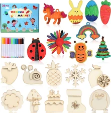 DIY Wooden Magnets, 36 Pcs Wooden Art Craft Supplies Painting Kit