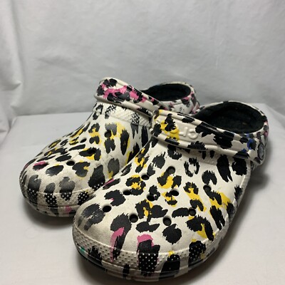 Fleece Lined Womens White Fuzzy Crocs Leopard Fleece Lined Crocs