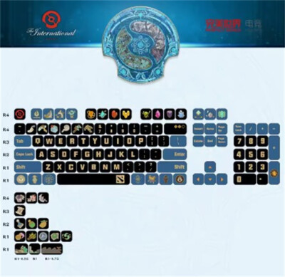 DOTA2 TI12 PBT Keycaps Button Sublimation Game Keycap For Mechanical Keyboard