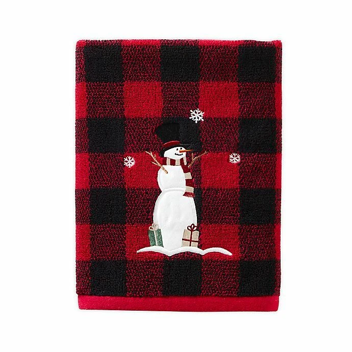 Buffalo Check Snowman Christmas Embroidered Bath Towel Cabin Rustic Country  Farm