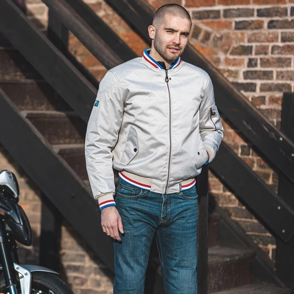 Spada Air Force 1 Royale Waterproof Motorcycle Scooter Bomber Jacket Ivory White - Image 3 of 4