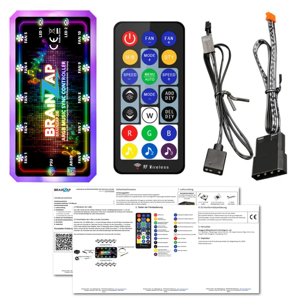 BRAINZAP A-RGB RGB 5V/6PIN Controller Lüfter Fan Music Aura Asus Asrock Coolmoon - Bild 2 von 4