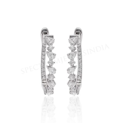 Spectrum 0,77 Ct SI/H Birnen Diamant Creolen 14K Weißgold Clip-On