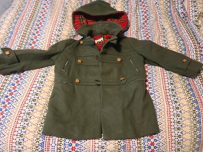 Vintage Hudson Detroit New Wool Jacket Kids Toddler Size 6 Made In England Olive