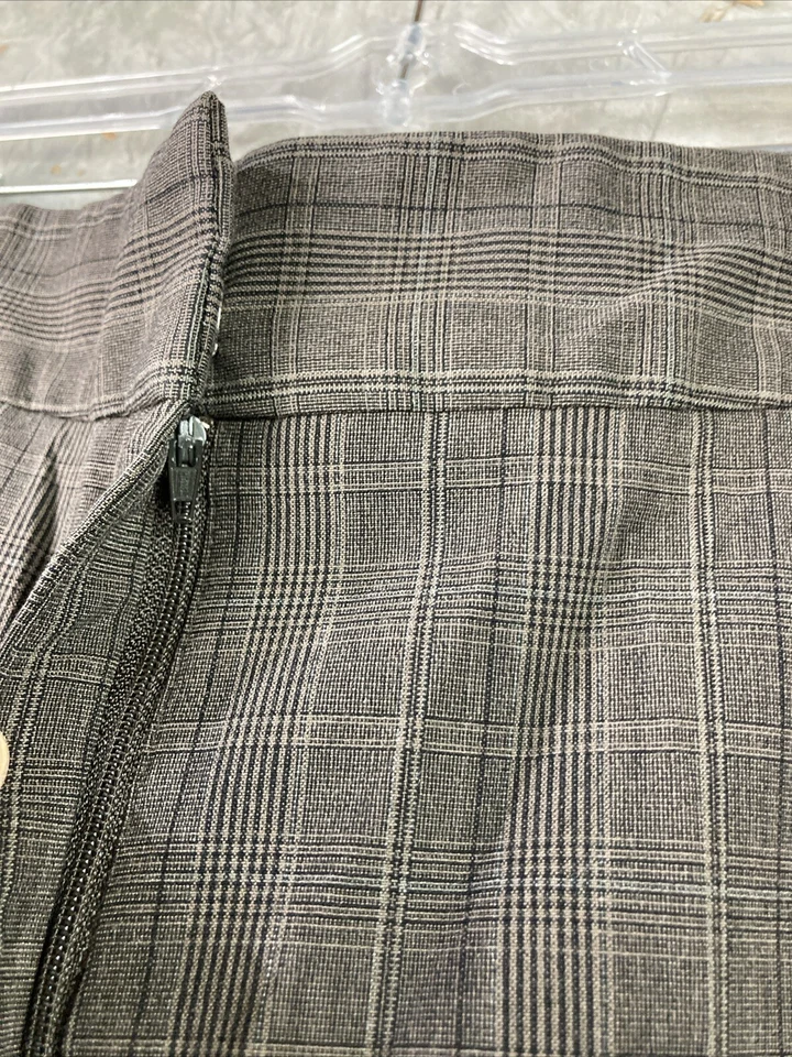 Pantalones Pantalones Mujer Talla L Marrón A Cuadros Pierna Ancha Cintura Ancha Elegante Academia Foto 4 de 4