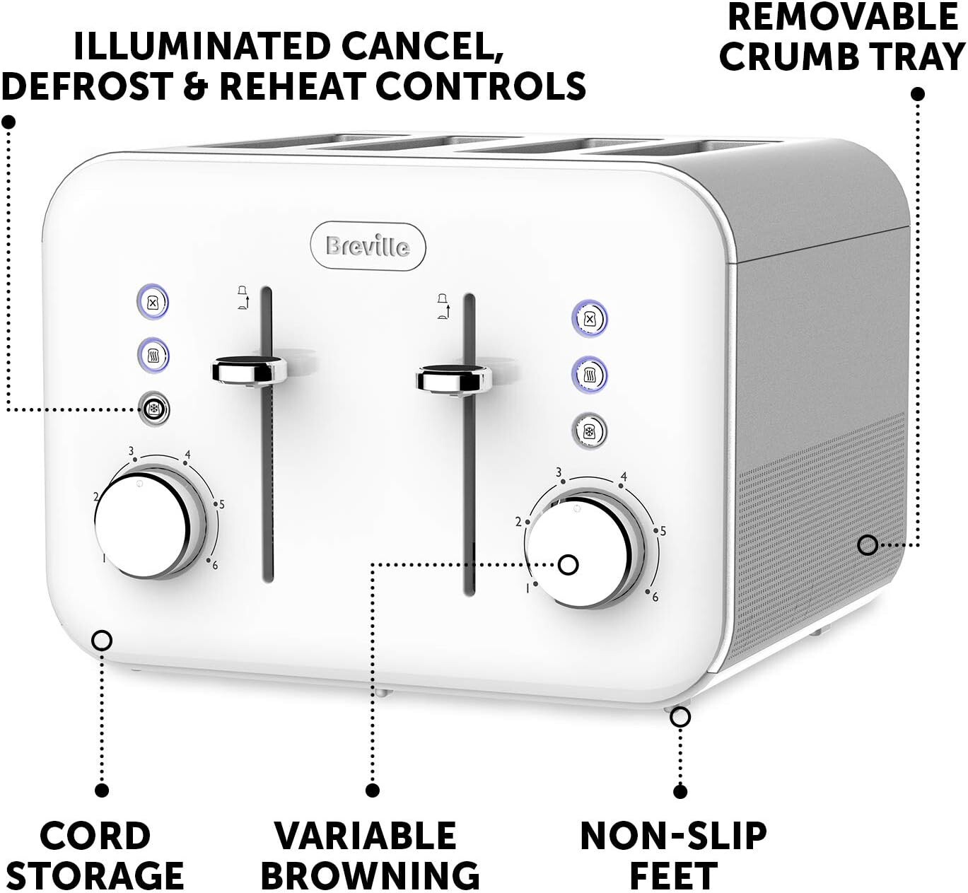 Breville VTT687 High Gloss Toaster 4 Slice Variable Browning & High