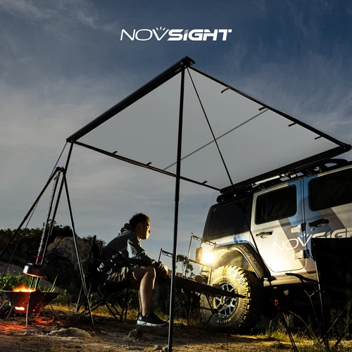6.6'L x 9.8' WRooftop Car Side Pull Out Sun Shade Awning Outdoor Camping Travel - Picture 5 of 13