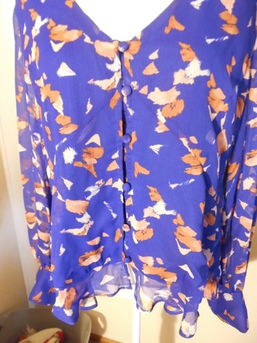 Blusa Nine West Forrada con Volantes Fluida Art Deco Para Mujer Talla XXL NUEVA CON ETIQUETAS - Imagen 5 de 11