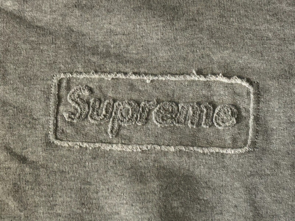 SUPREME CUTOUT Box Logo Crewneck Sweatshirt in Heather Grey Size S 