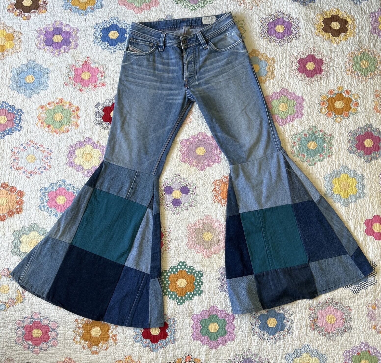 Vintage Y2k DIESEL JEANS ZAF  W30L32 Flared Custom Massive Bellbottom Rave TRIPP