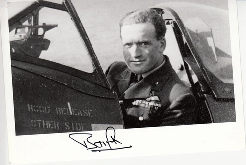 WWII WW2 RAF Ace Battle of Britain BAMBERGER DFC signed photo post war