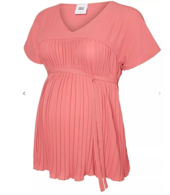 Mamalicious Aneth Pleat Top, Pink UK SIZE M