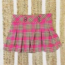 Easter pink plaid skirt summer pleated school NWOT 6