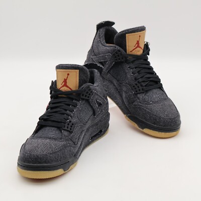 AO2571-001 Nike Levi's Air Jordan 4 Black Denim LEVIS Tag (Men's