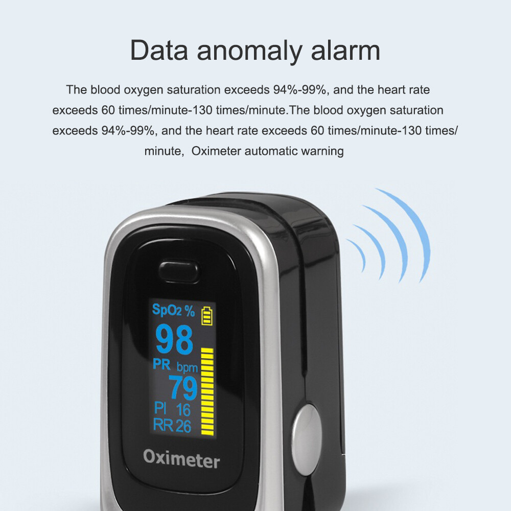 Adult Finger Clip Oximeter LED Finger Pulse Sleep Heart Rate Meter SPO2/PR/ RR/PI