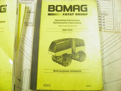 BOMAG BMP 8500 COMPACTOR OPERATING MAINTENANCE INSTRUCTIONS